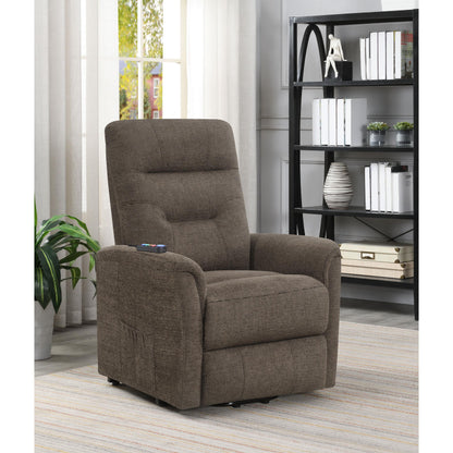  Coaster Furniture Henrietta 609404P Upholstered Power Lift Massage Chair - Brown IMAGE 11