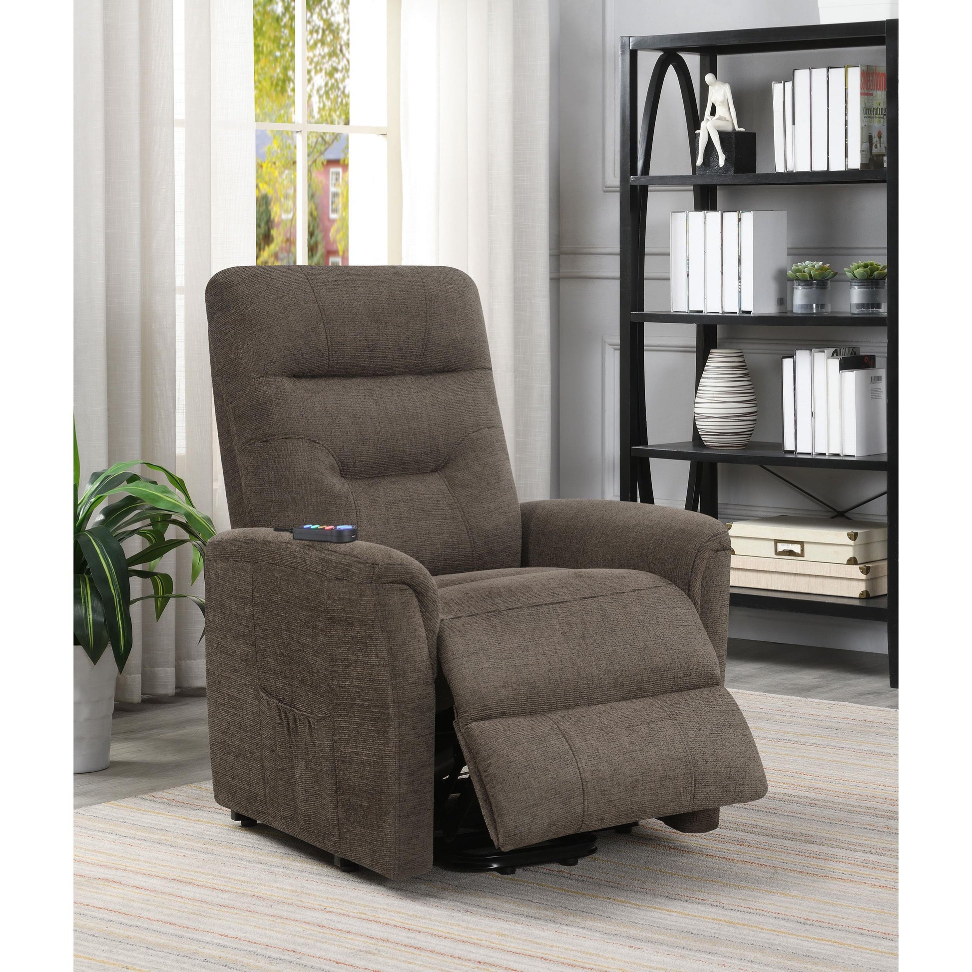  Coaster Furniture Henrietta 609404P Upholstered Power Lift Massage Chair - Brown IMAGE 12
