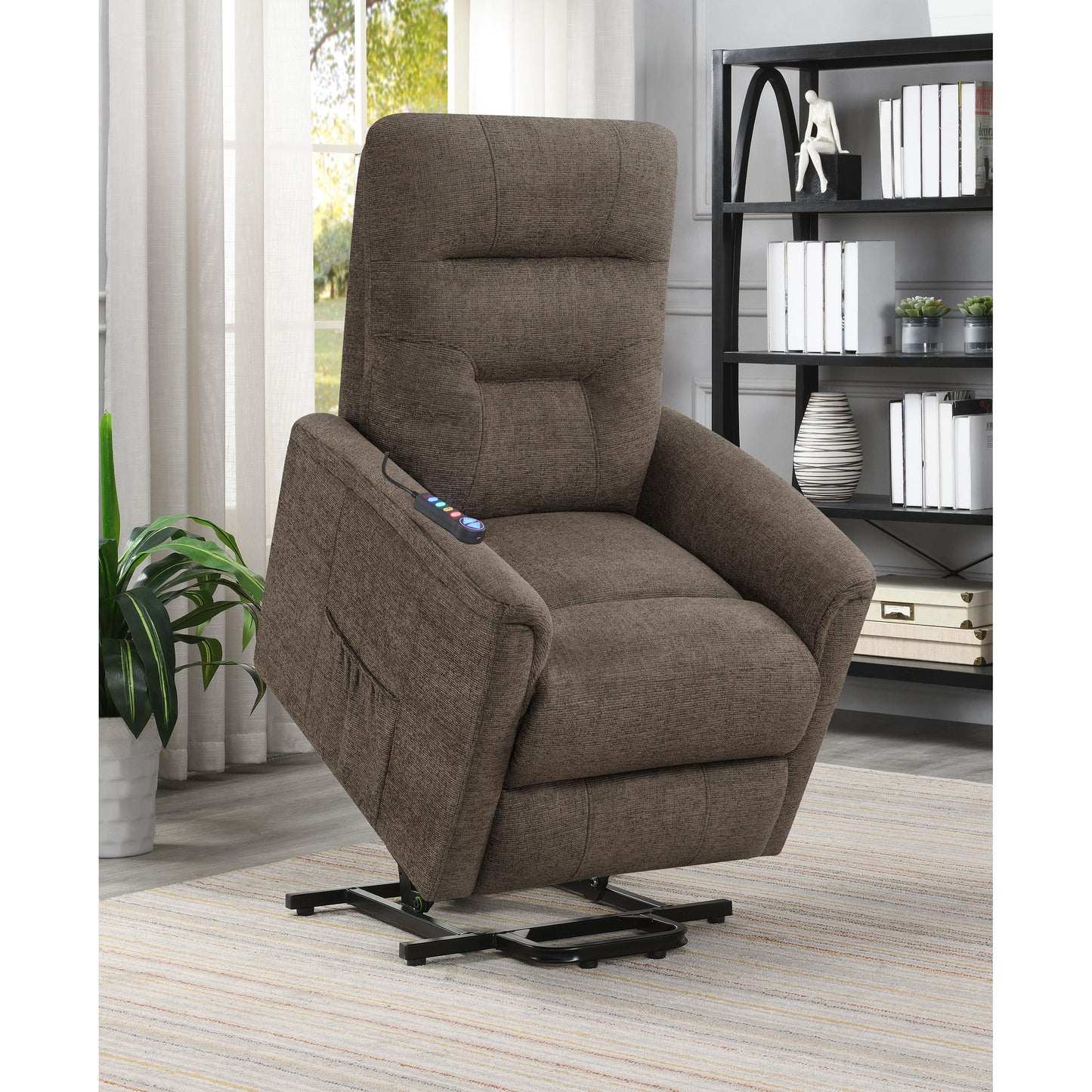  Coaster Furniture Henrietta 609404P Upholstered Power Lift Massage Chair - Brown IMAGE 13