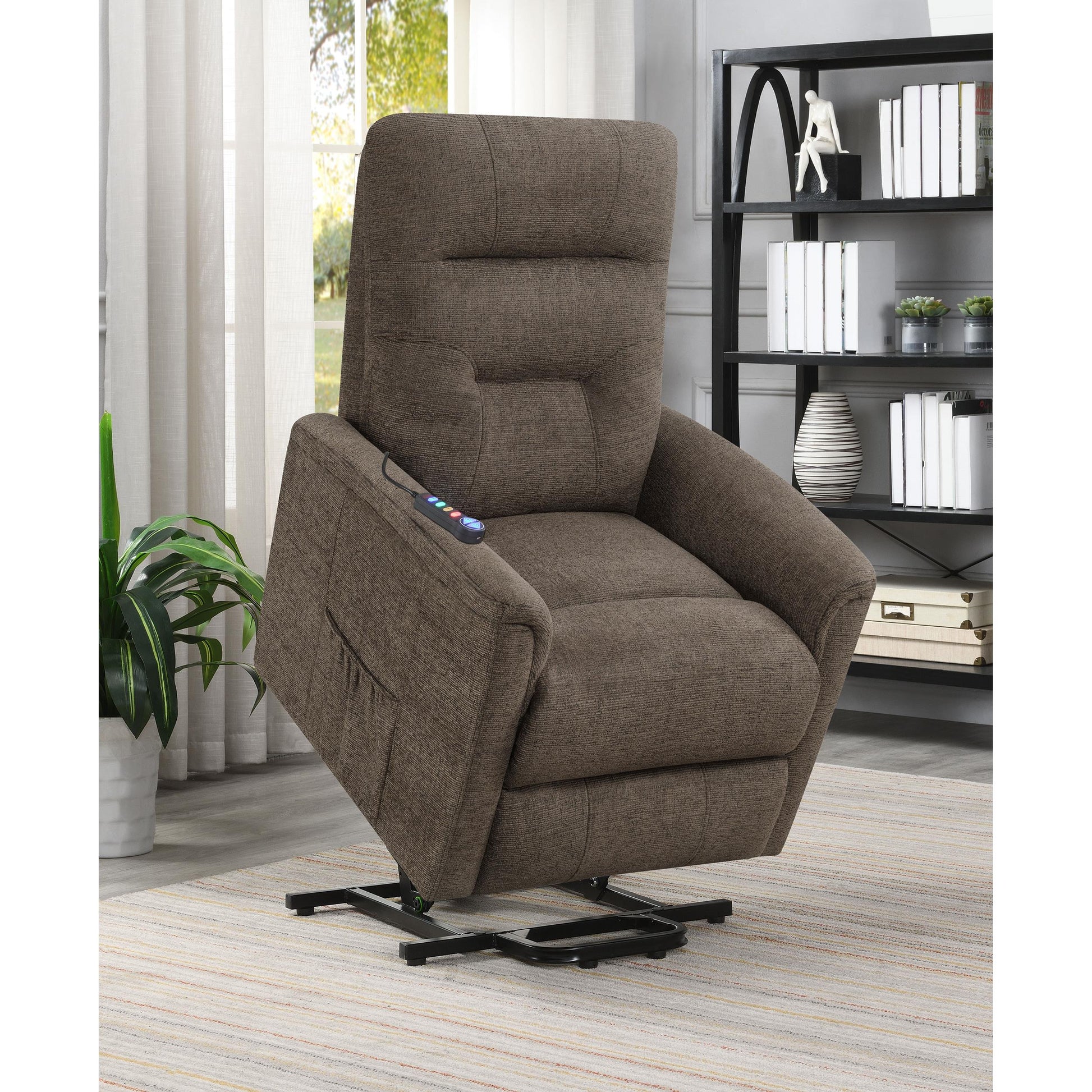  Coaster Furniture Henrietta 609404P Upholstered Power Lift Massage Chair - Brown IMAGE 13