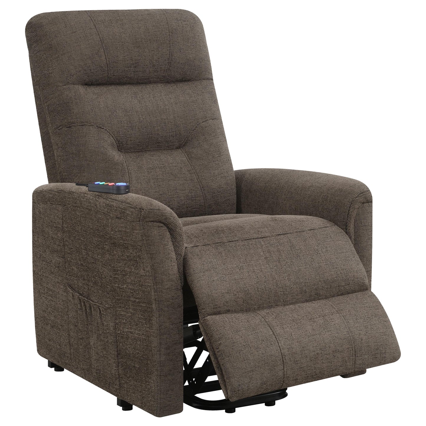 Coaster Furniture Henrietta 609404P Upholstered Power Lift Massage Chair - Brown IMAGE 2
