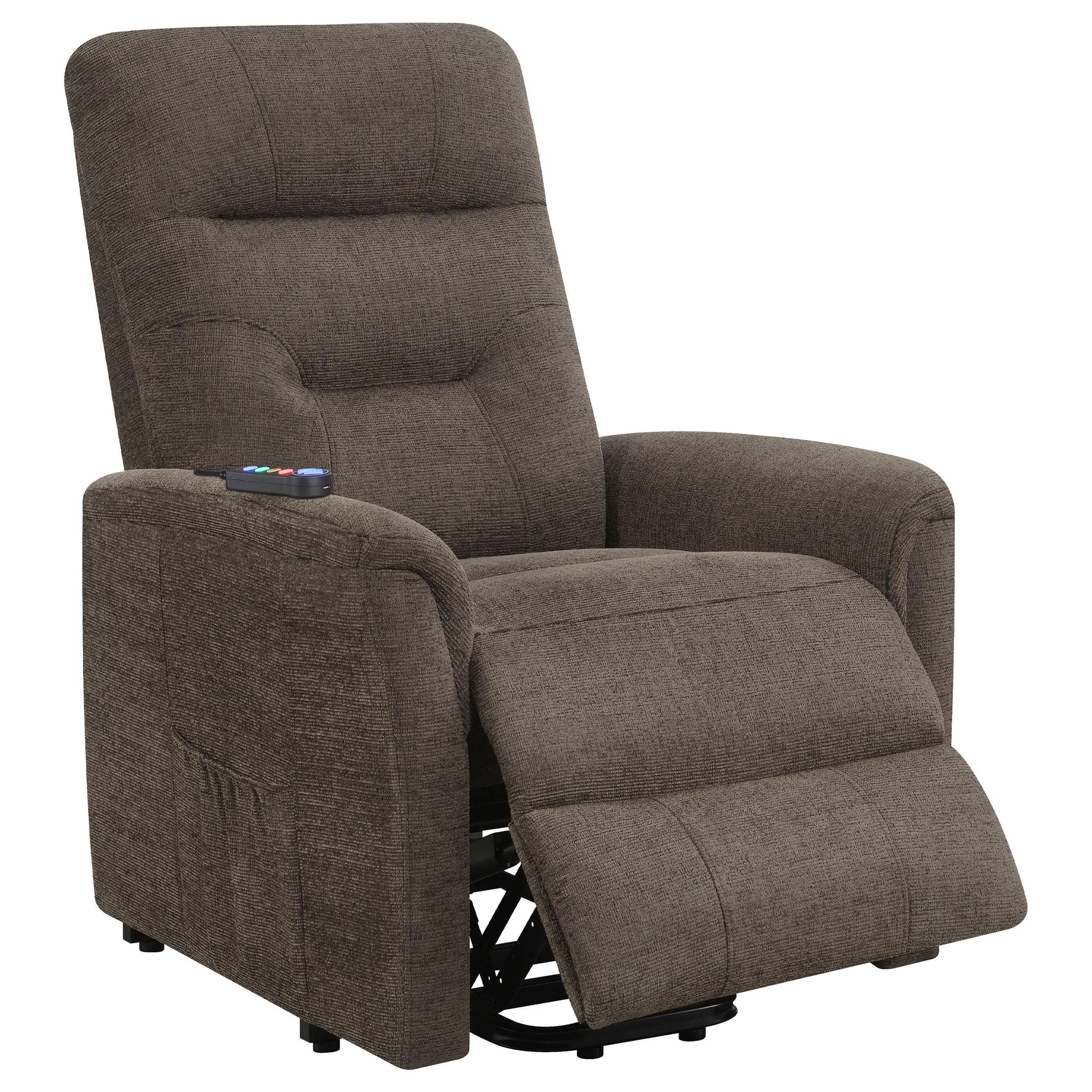  Coaster Furniture Henrietta 609404P Upholstered Power Lift Massage Chair - Brown IMAGE 2