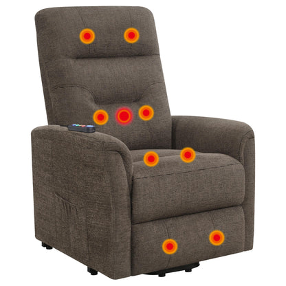  Coaster Furniture Henrietta 609404P Upholstered Power Lift Massage Chair - Brown IMAGE 3
