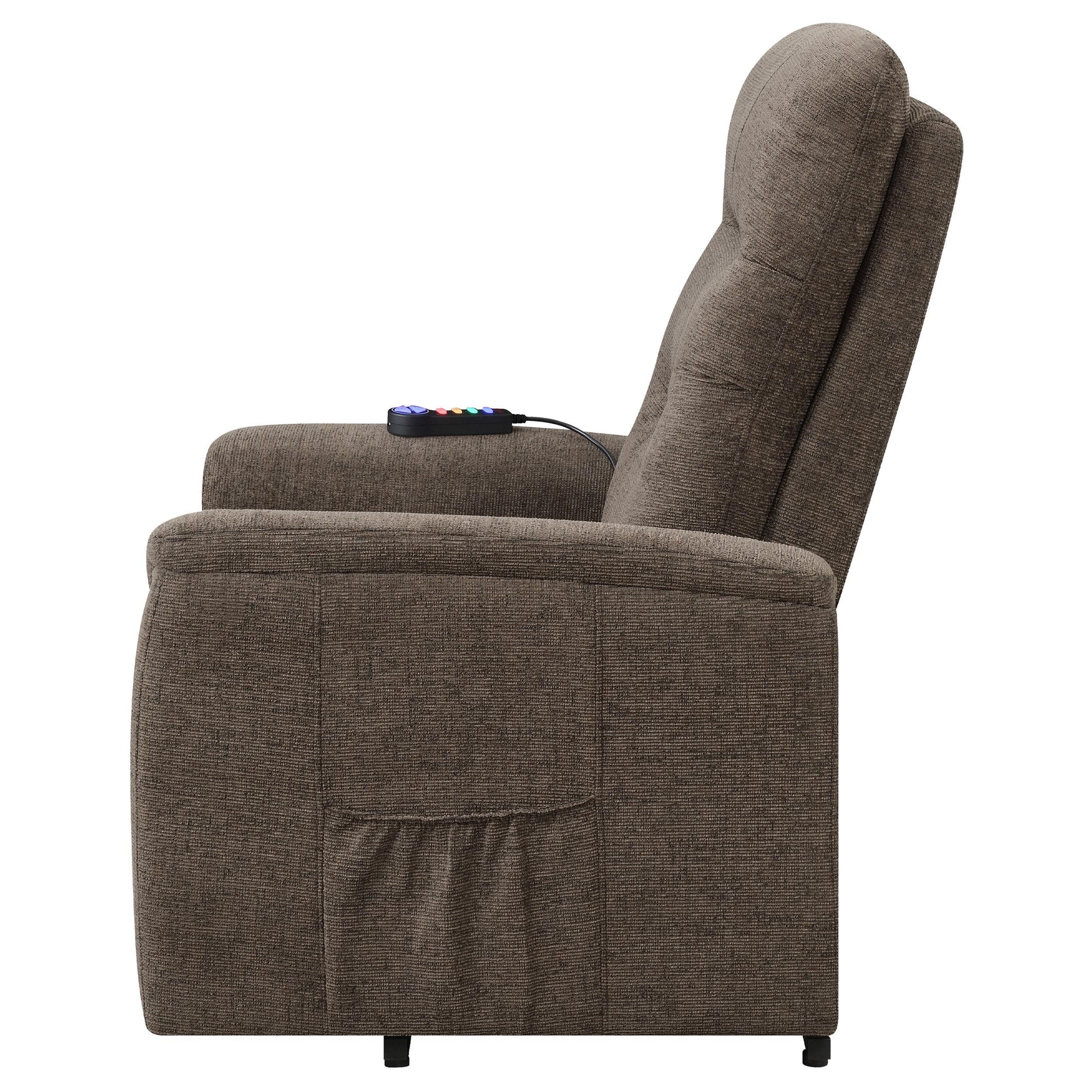  Coaster Furniture Henrietta 609404P Upholstered Power Lift Massage Chair - Brown IMAGE 6