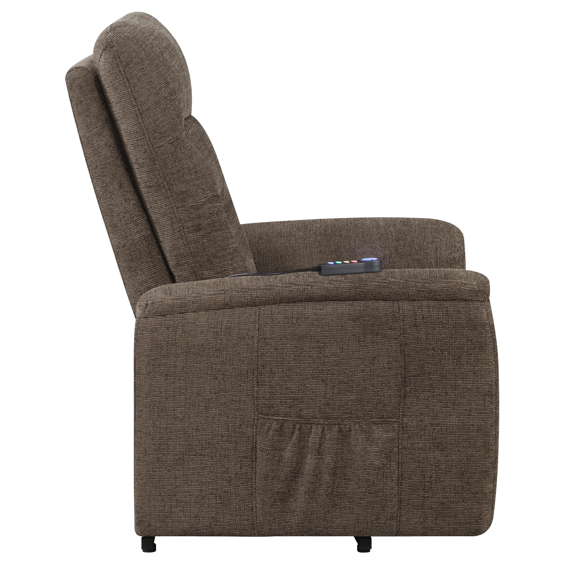  Coaster Furniture Henrietta 609404P Upholstered Power Lift Massage Chair - Brown IMAGE 9