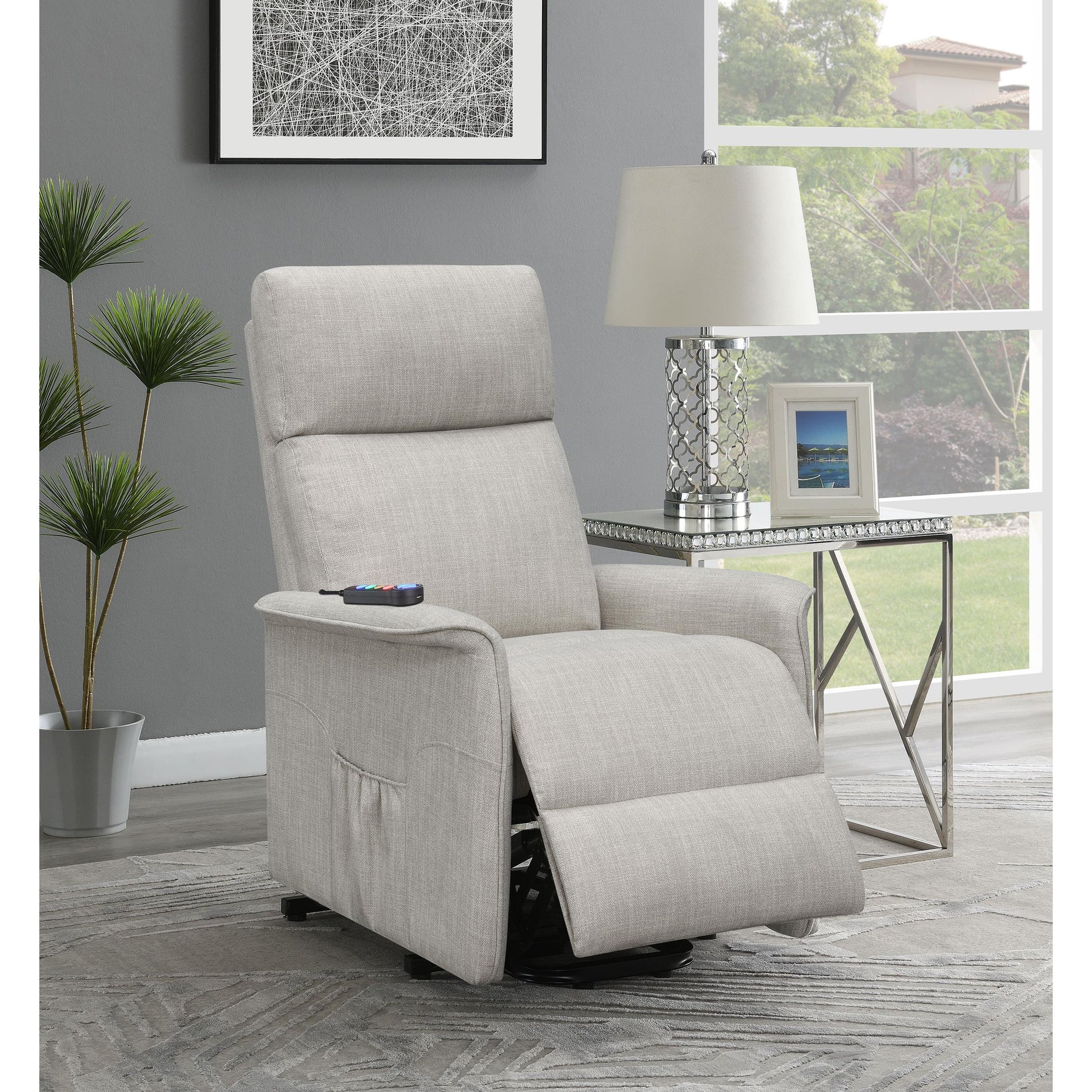 Coaster Furniture Herrera 609407P Upholstered Power Lift Massage Chair - Beige IMAGE 12
