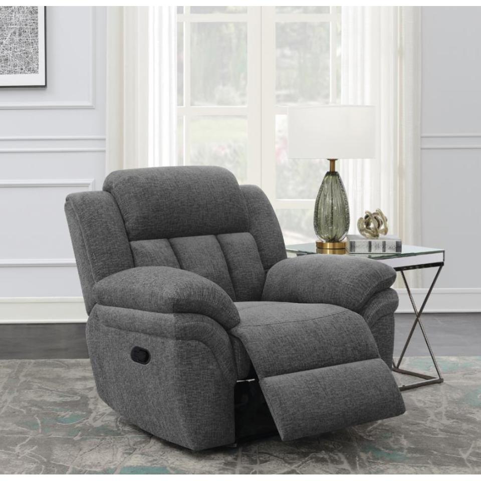  Coaster Furniture Bahrain 609543 Upholstered Glider Recliner - Charcoal IMAGE 10
