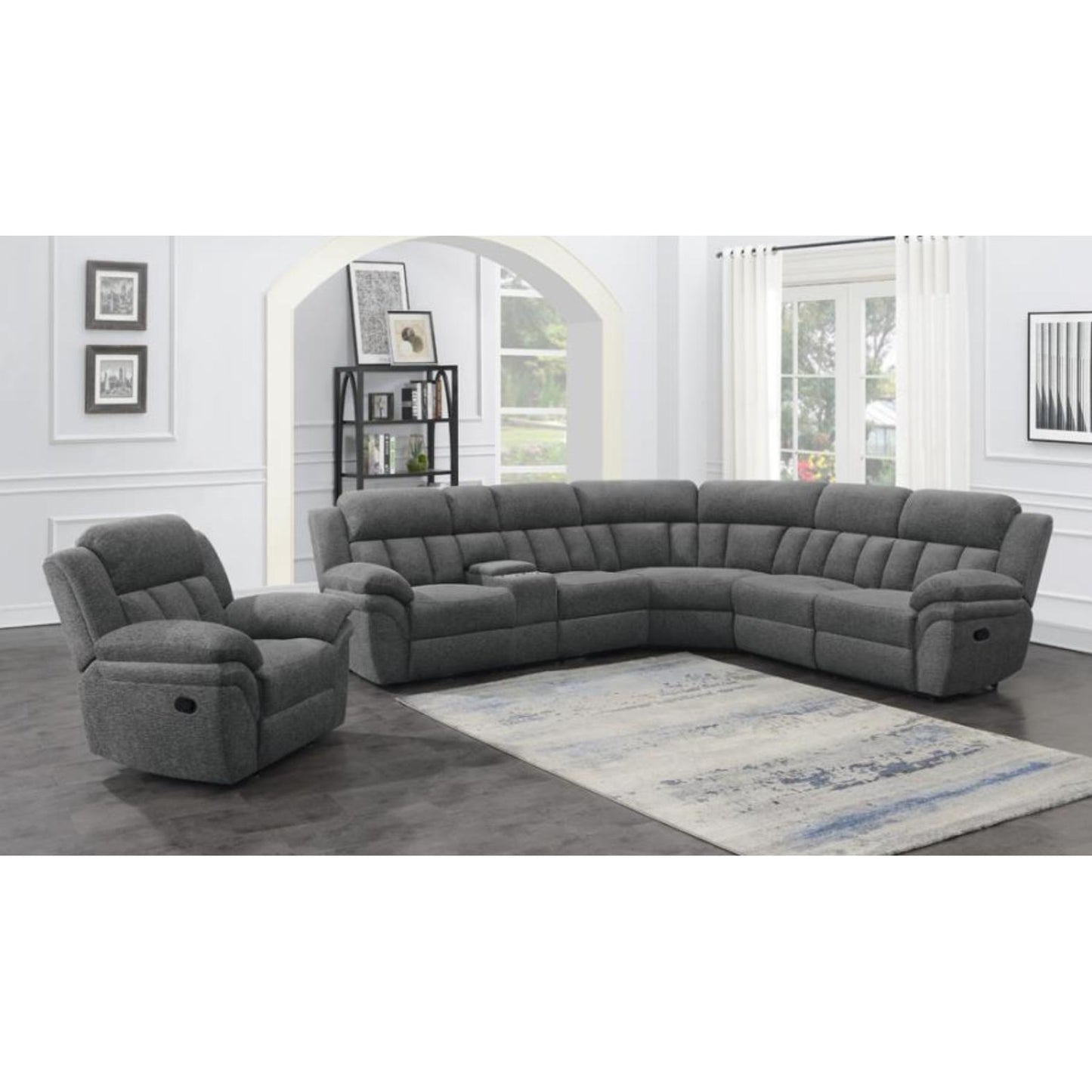  Coaster Furniture Bahrain 609543 Upholstered Glider Recliner - Charcoal IMAGE 11