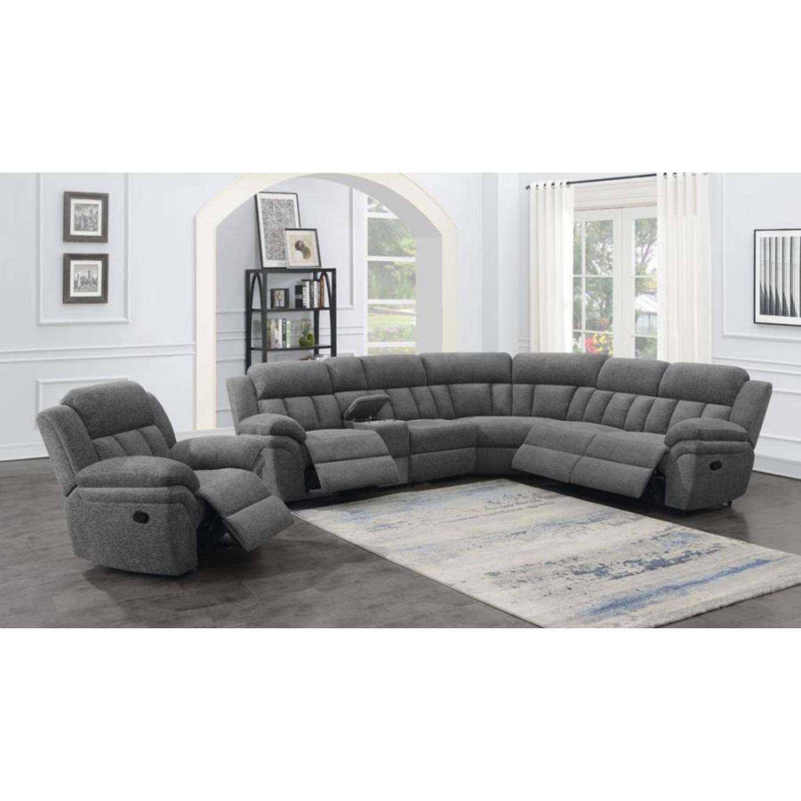  Coaster Furniture Bahrain 609543 Upholstered Glider Recliner - Charcoal IMAGE 12