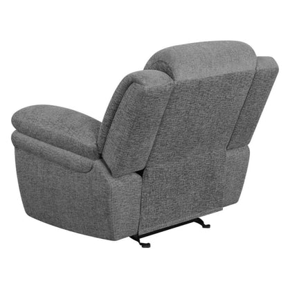  Coaster Furniture Bahrain 609543 Upholstered Glider Recliner - Charcoal IMAGE 5