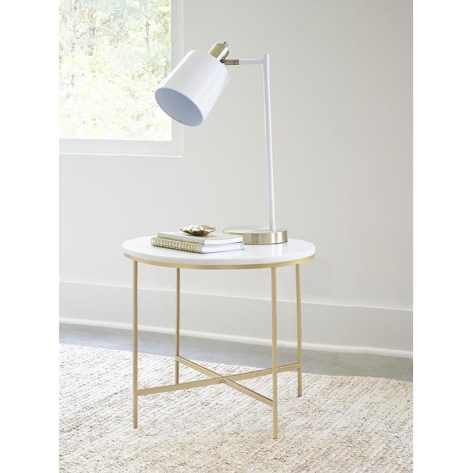 Coaster Furniture Ellison 723207 Round Marble Top Side End Table - White and Gold IMAGE 1