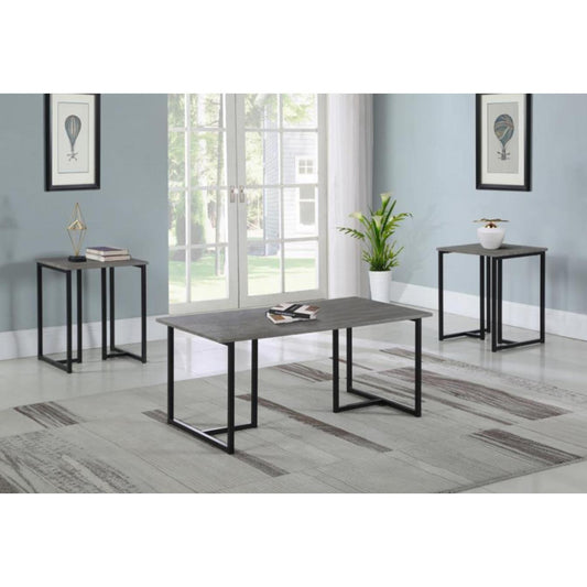  Coaster Furniture Nyla 753390 3-piece Engineered Wood Coffee Table Set - Weathered Grey IMAGE 1
