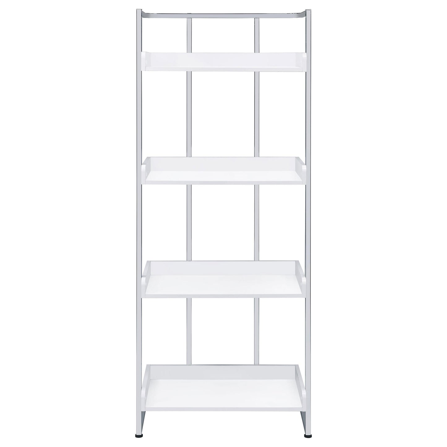 Coaster Furniture Ember 803402 68-inch 4-shelf Bookshelf - White High Gloss and Chrome IMAGE 2