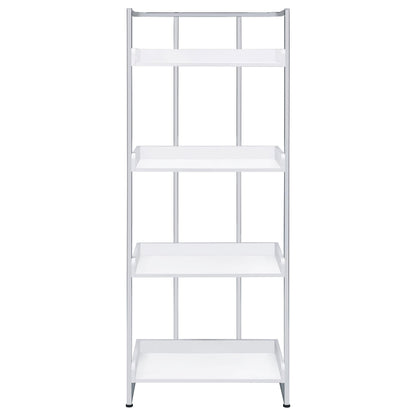 Coaster Furniture Ember 803402 68-inch 4-shelf Bookshelf - White High Gloss and Chrome IMAGE 2