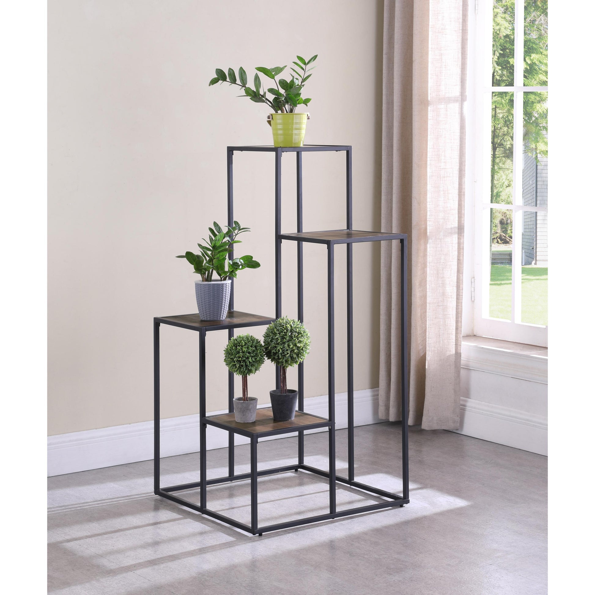 Coaster Furniture Rito 805670 4-tier Multi-Display Shelf - Rustic Brown and Black IMAGE 5