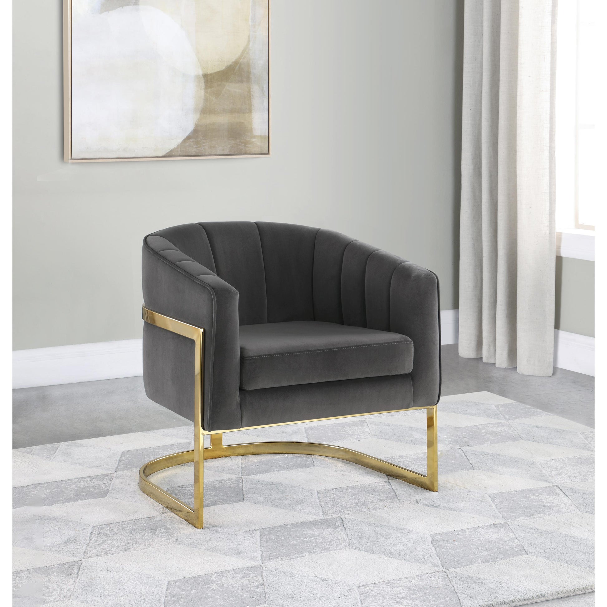 Coaster Furniture Alamor 903039 Upholstered Barrel Back Accent Chair - Dark Grey IMAGE 2