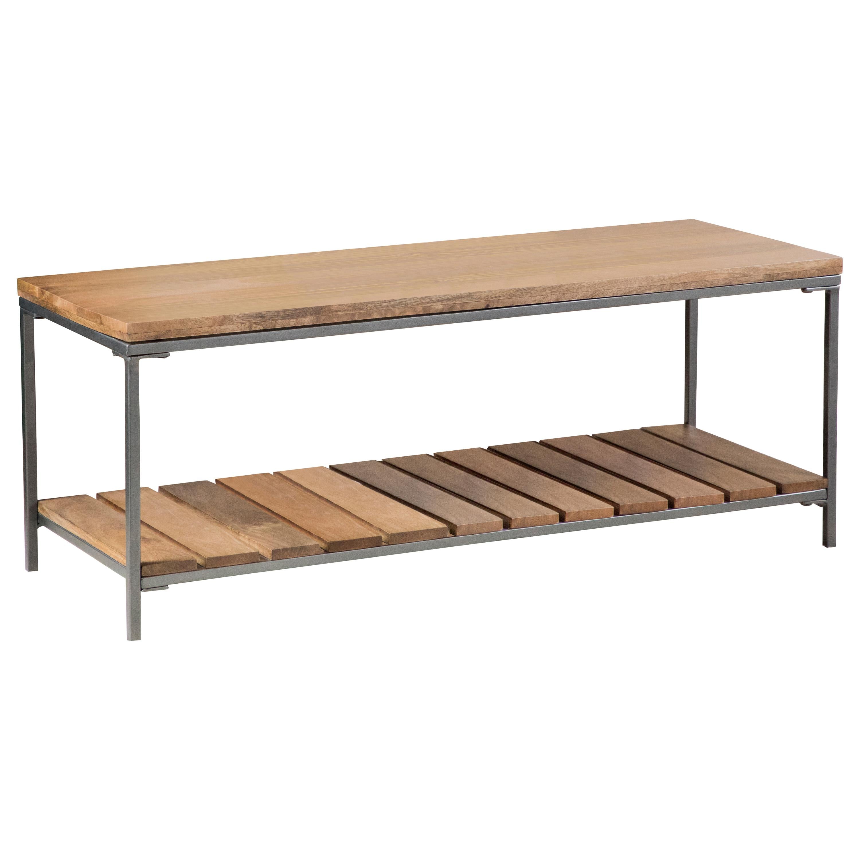 Coaster Furniture Gerbera 914127 Wood Accent Bench with Shelf - Natural and Gunmetal IMAGE 1