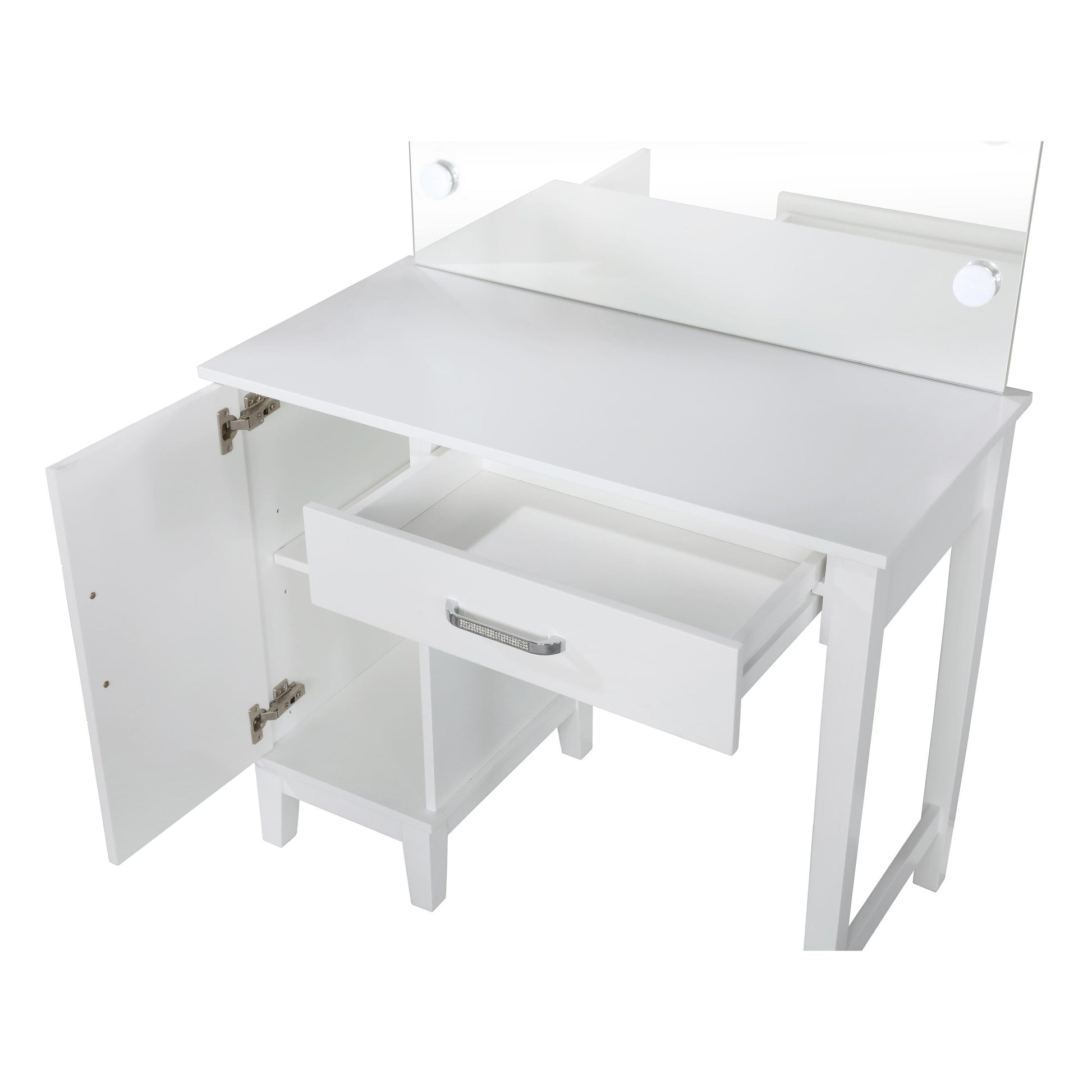 Coaster Furniture Elijah 931149 Vanity Set with Lighting & Stool - White and Dark Grey IMAGE 3