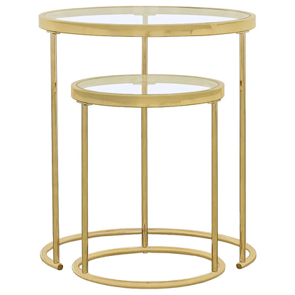 Coaster Furniture Maylin 935936 2-piece Round Glass Top Nesting Table Set - Gold IMAGE 2