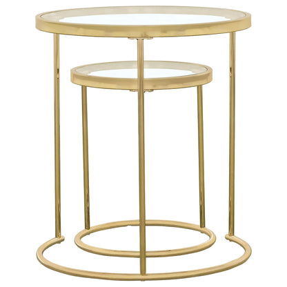 Coaster Furniture Maylin 935936 2-piece Round Glass Top Nesting Table Set - Gold IMAGE 5