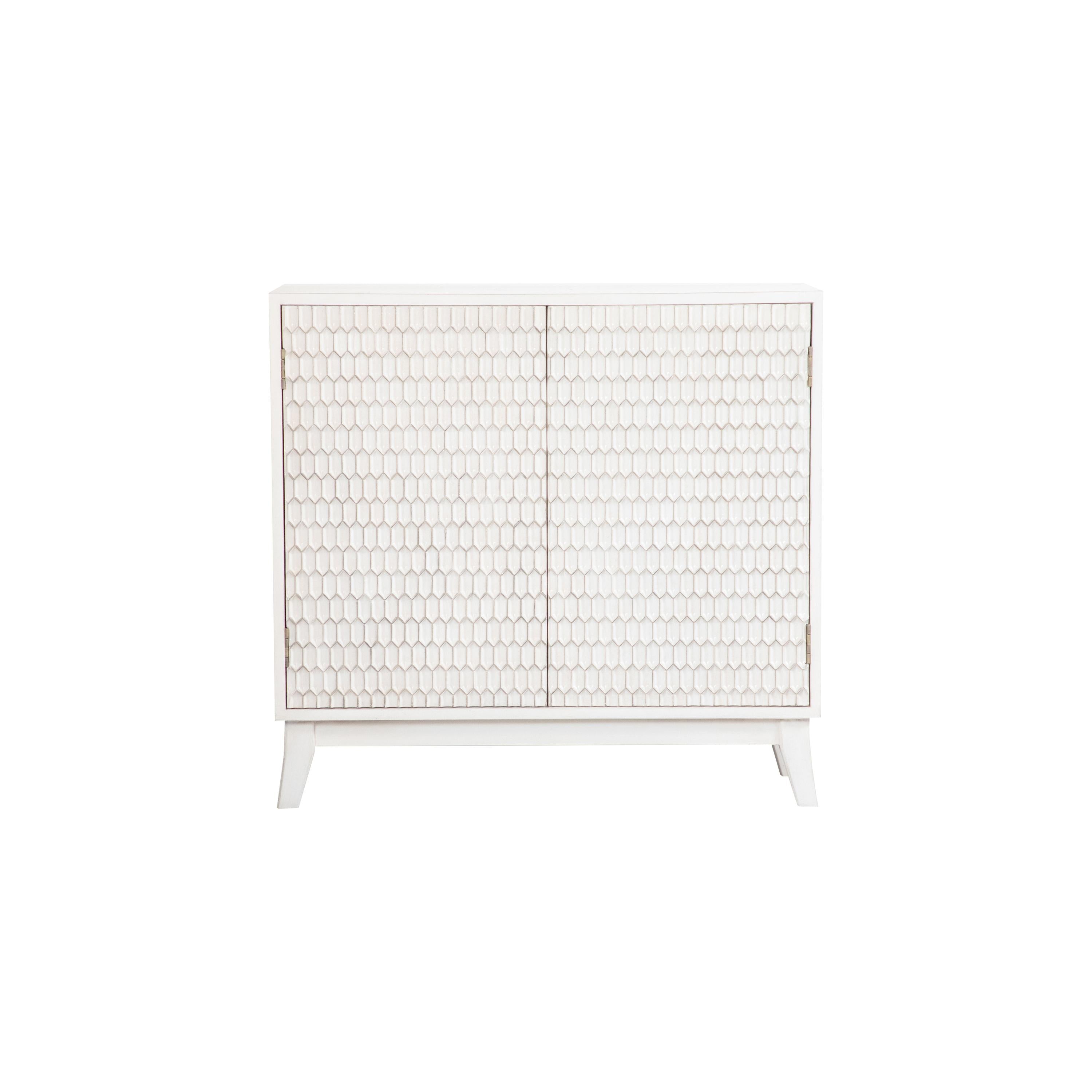 Coaster Furniture Gambon 953401 2-door Wood Honeycomb Pattern Accent Cabinet - White IMAGE 1