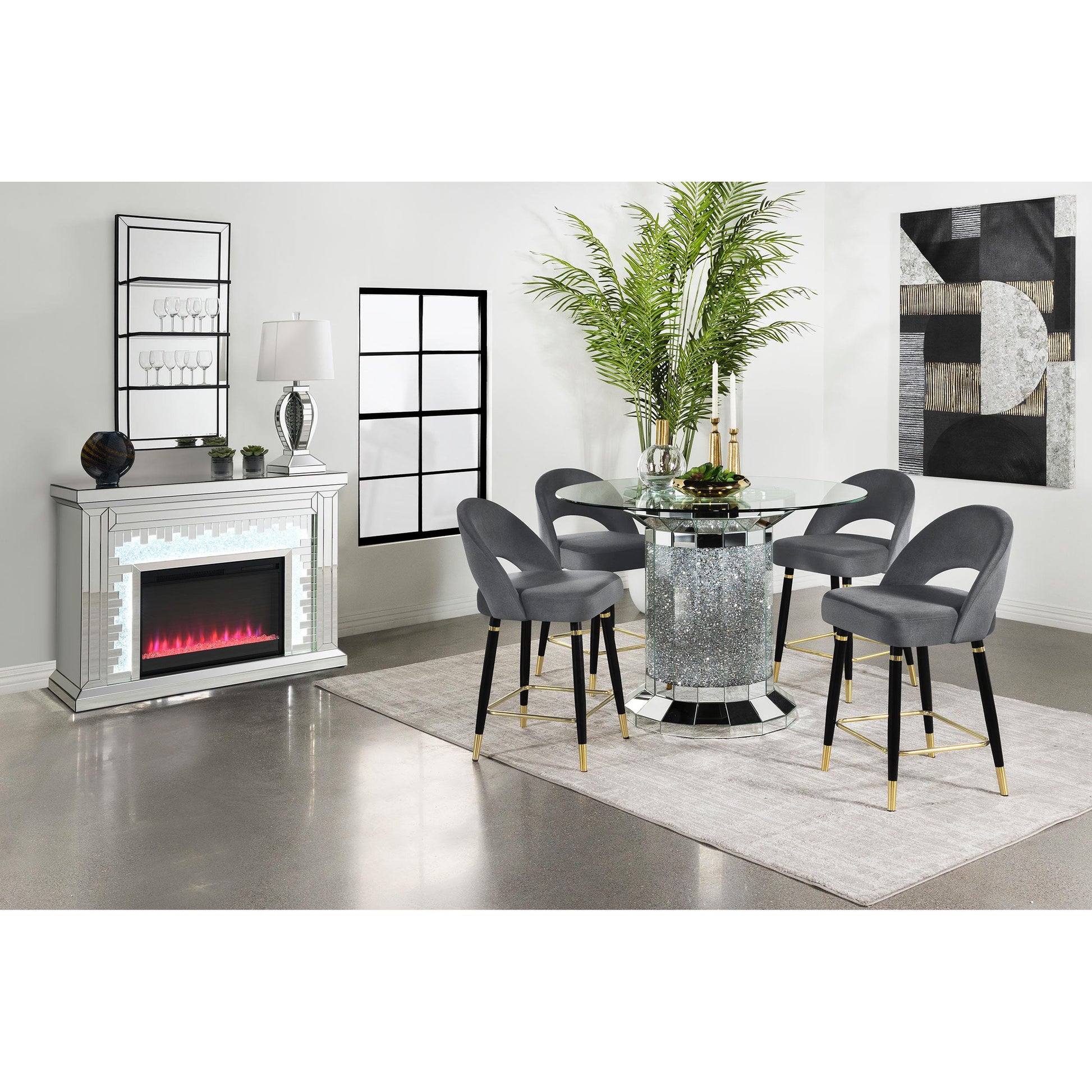 Coaster Furniture Lindsey 192549 Velvet Upholstered Counter Chair - Grey IMAGE 10