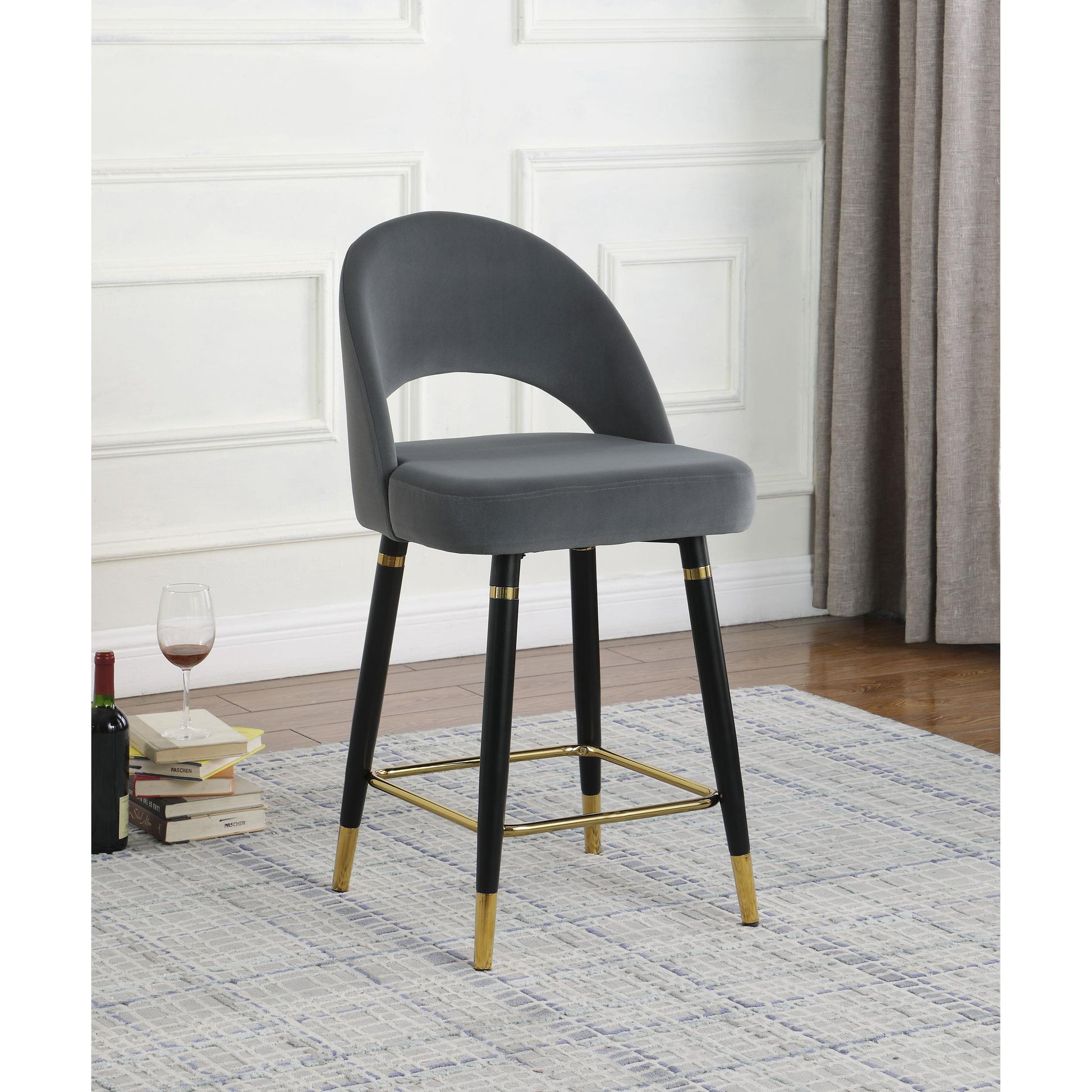 Coaster Furniture Lindsey 192549 Velvet Upholstered Counter Chair - Grey IMAGE 9