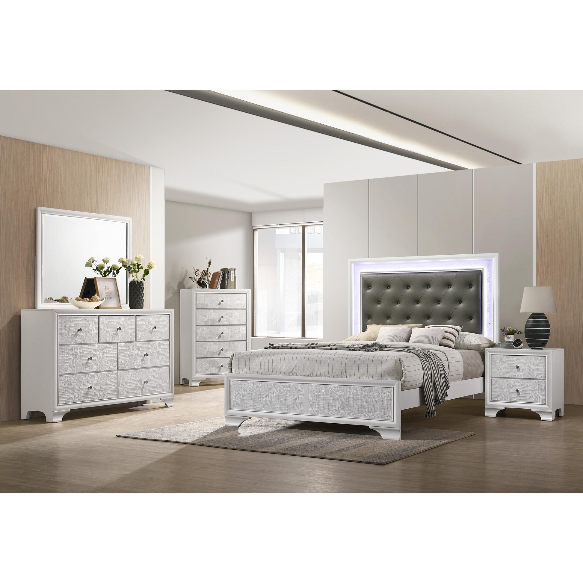 Crown Mark Lyssa B4310-T Twin Bed with LED - Frost IMAGE 3