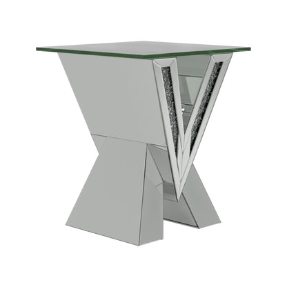  Coaster Furniture Taffeta 723447 Glass Top Mirrored Acrylic End Table - Silver IMAGE 1