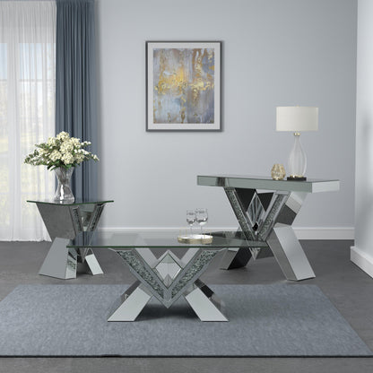  Coaster Furniture Taffeta 723447 Glass Top Mirrored Acrylic End Table - Silver IMAGE 4