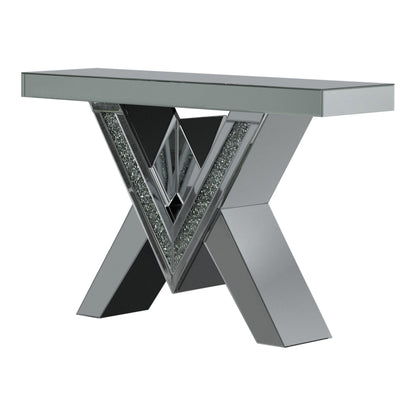  Coaster Furniture Taffeta 723449 V-shaped Mirrored Entryway Console Table - Silver IMAGE 1