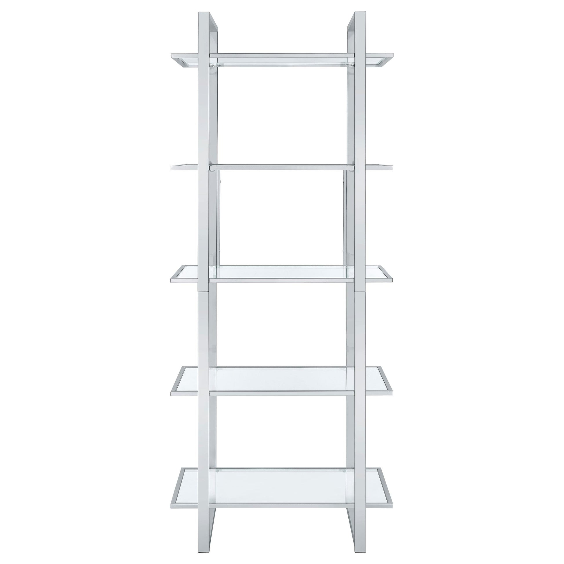 Coaster Furniture Hartford 805538 79-inch 5-shelf Glass Bookshelf - Chrome IMAGE 2