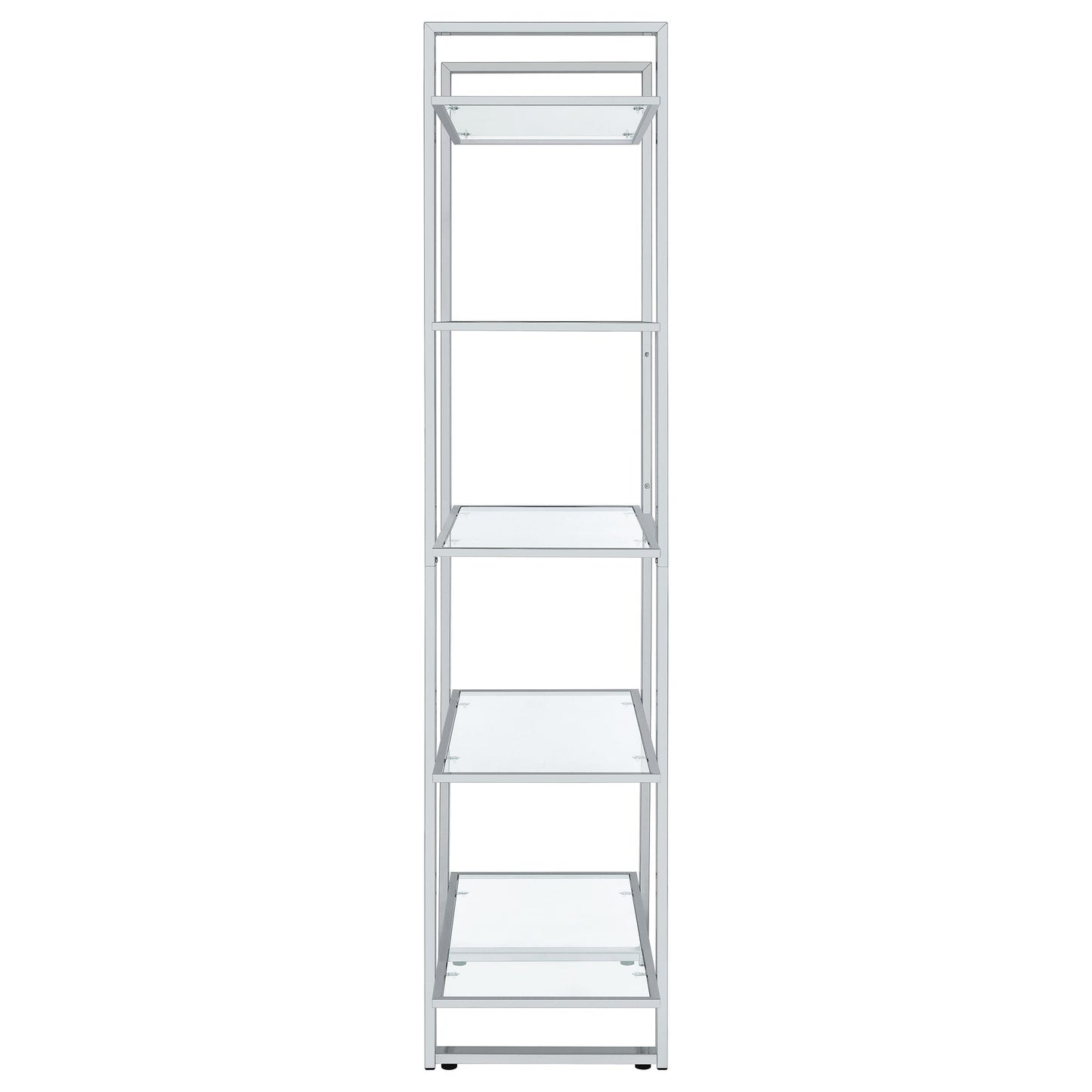Coaster Furniture Hartford 805538 79-inch 5-shelf Glass Bookshelf - Chrome IMAGE 4