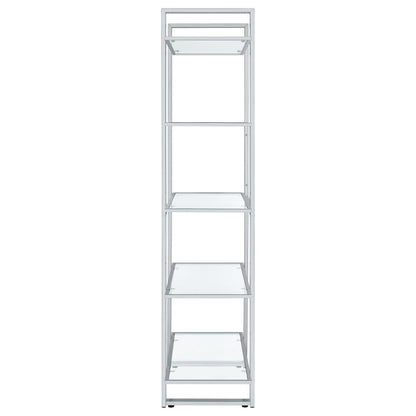 Coaster Furniture Hartford 805538 79-inch 5-shelf Glass Bookshelf - Chrome IMAGE 4