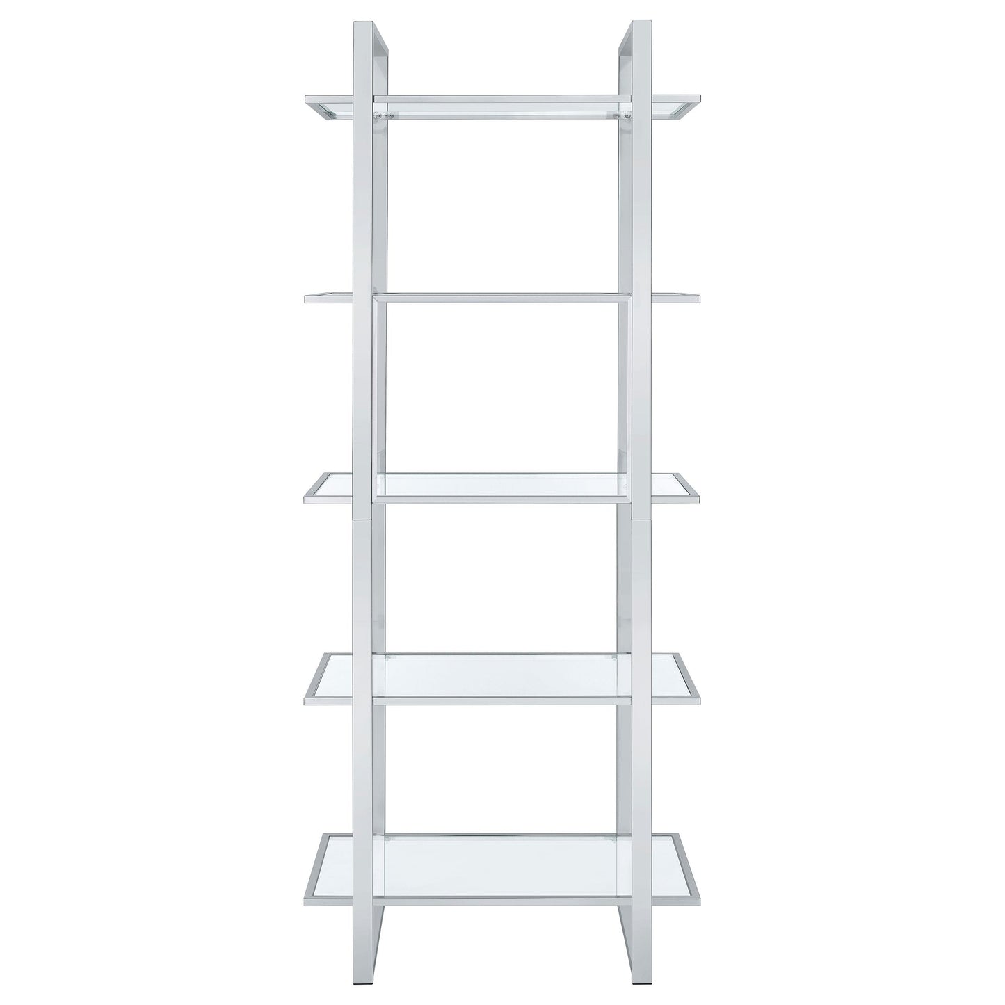 Coaster Furniture Hartford 805538 79-inch 5-shelf Glass Bookshelf - Chrome IMAGE 6
