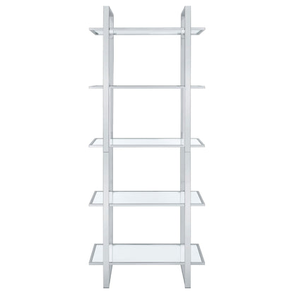 Coaster Furniture Hartford 805538 79-inch 5-shelf Glass Bookshelf - Chrome IMAGE 6