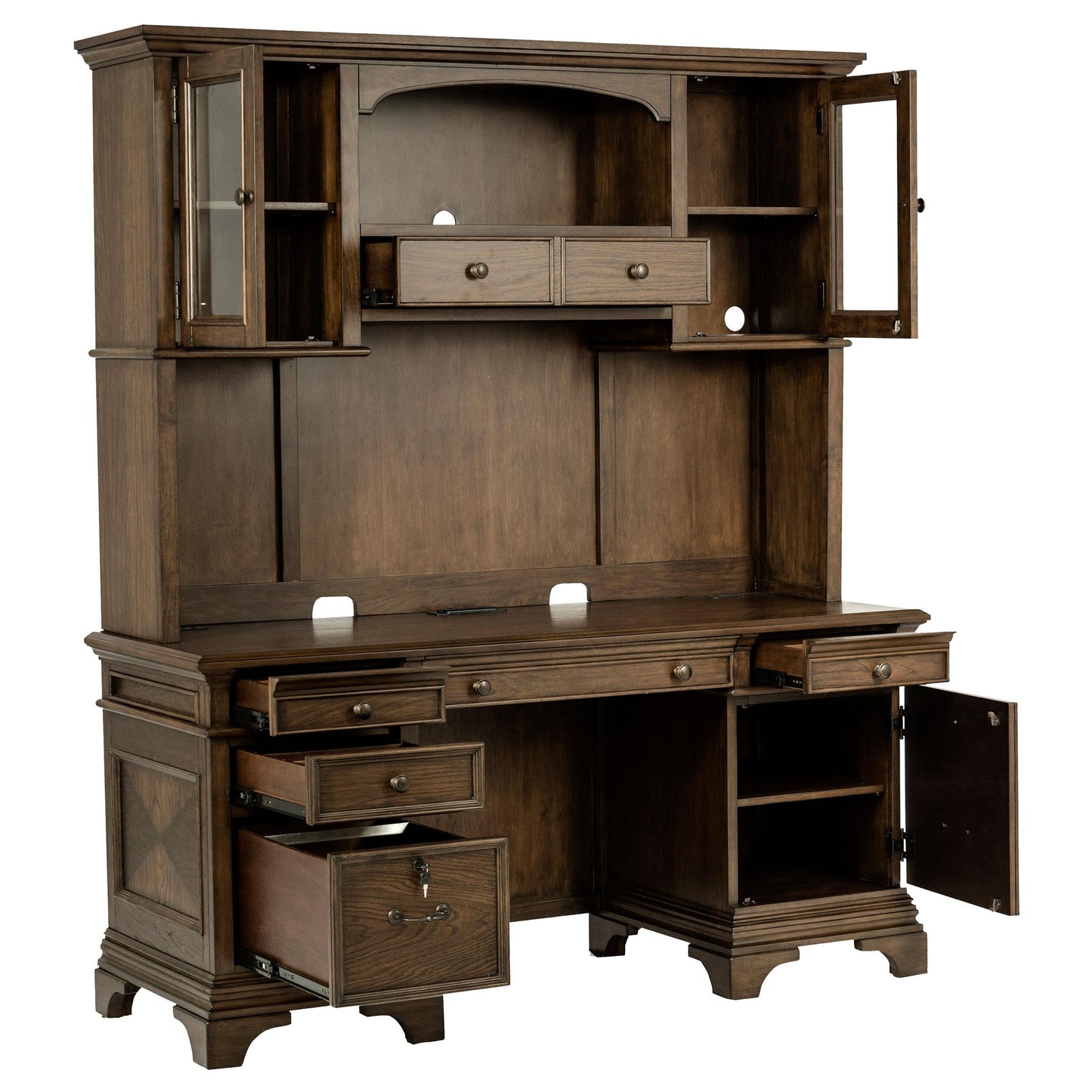  Coaster Furniture Hartshill 881283 66-inch 5-Drawer Credenza with Hutch - Burnished Oak IMAGE 2