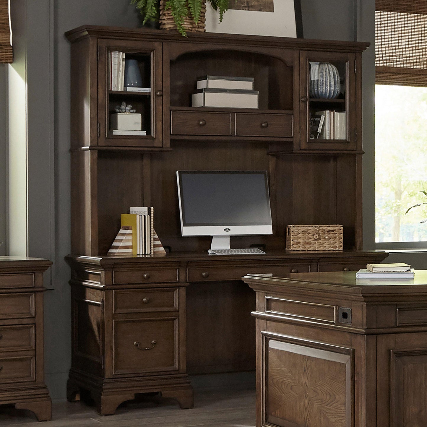  Coaster Furniture Hartshill 881283 66-inch 5-Drawer Credenza with Hutch - Burnished Oak IMAGE 8