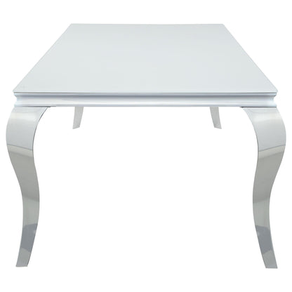 Coaster Furniture Carone 115081 Rectangular 81-inch Glass Top Dining Table - White IMAGE 3