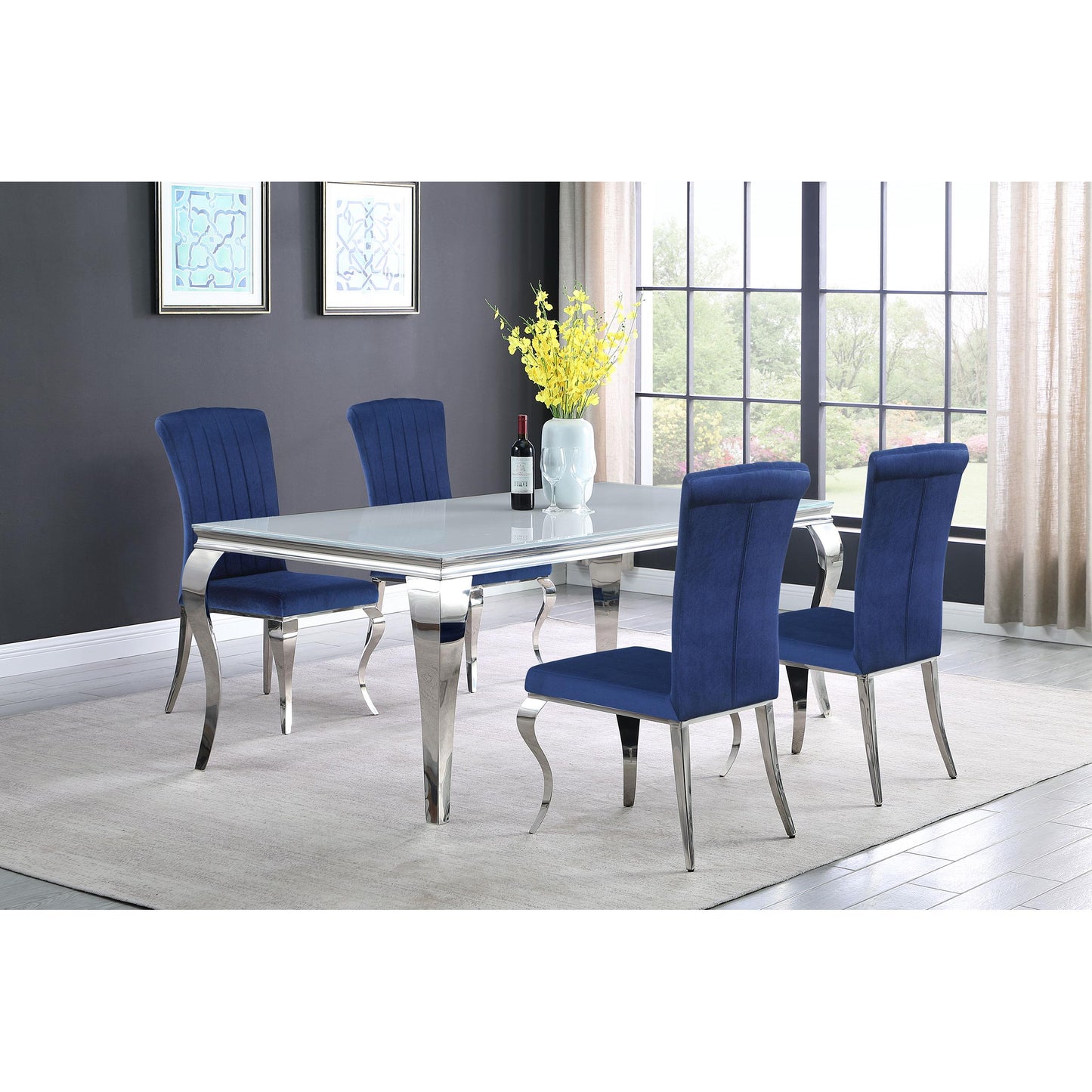 Coaster Furniture Carone 115081 Rectangular 81-inch Glass Top Dining Table - White IMAGE 8