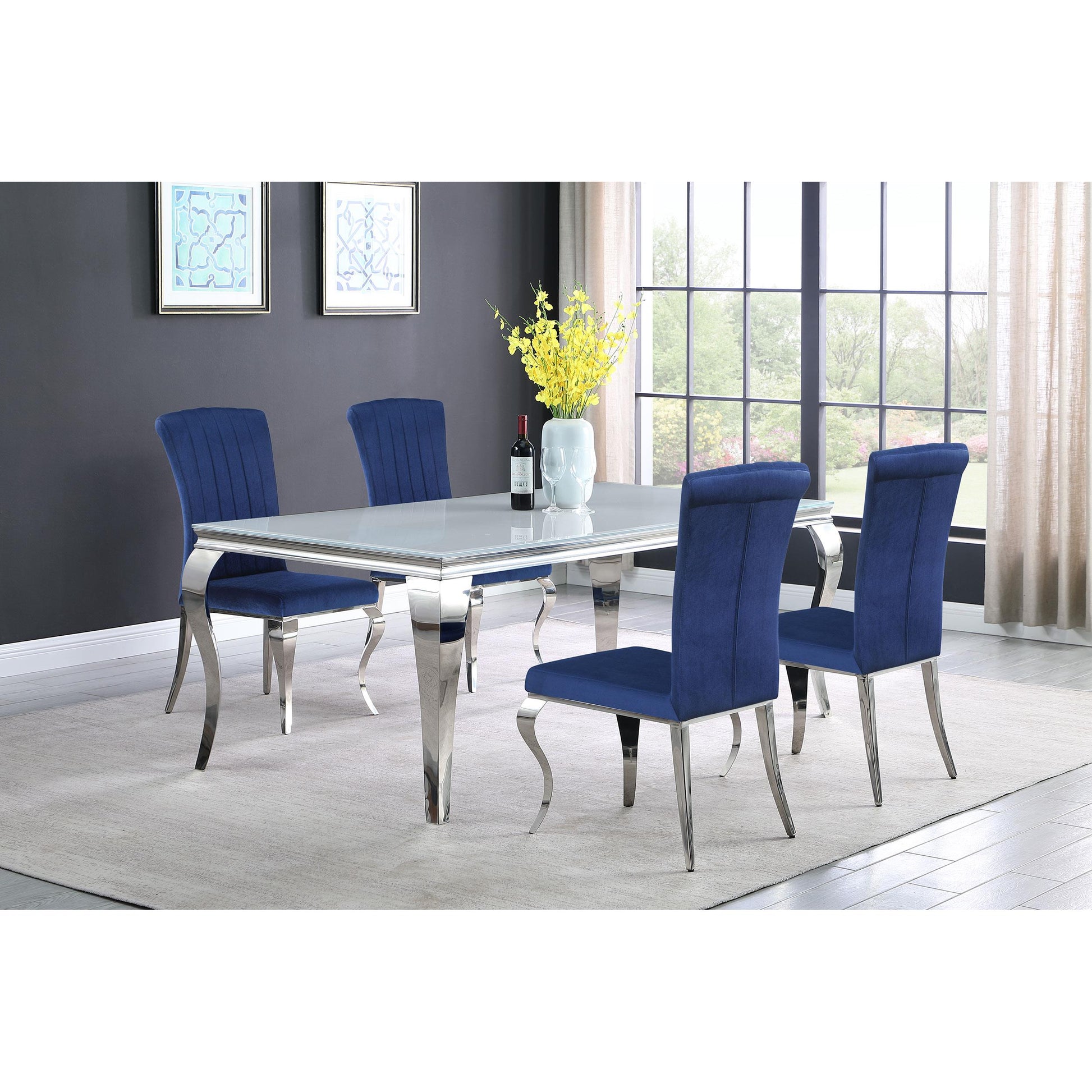 Coaster Furniture Carone 115081 Rectangular 81-inch Glass Top Dining Table - White IMAGE 8