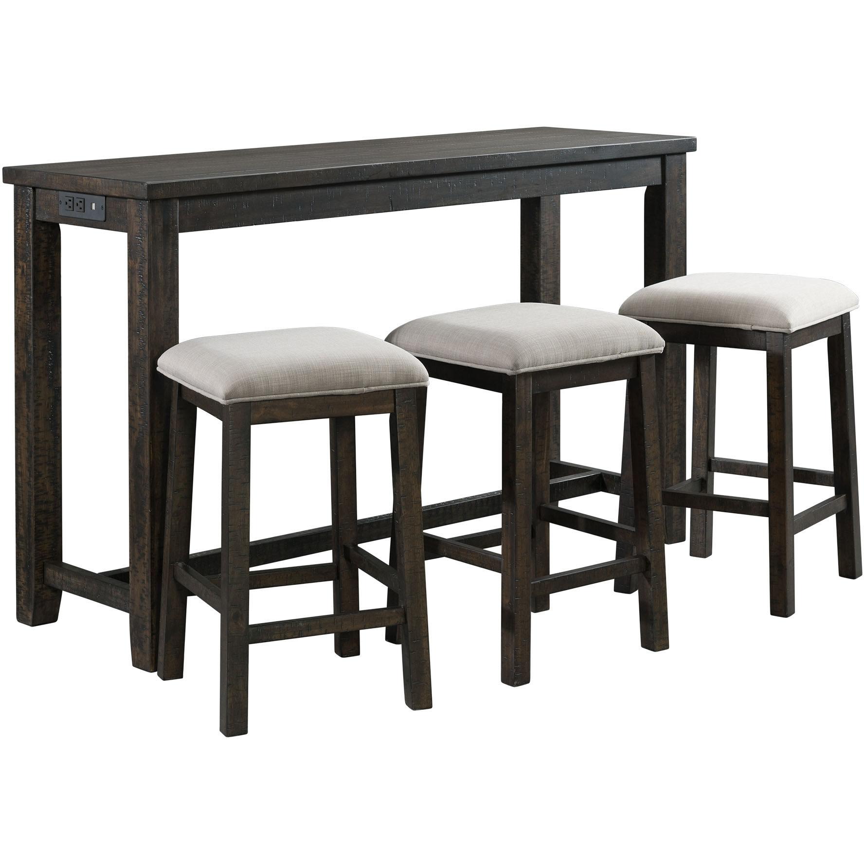  Elements International Stone TST100BTSP 4 pc Counter Height Dinette - Charcoal IMAGE 2