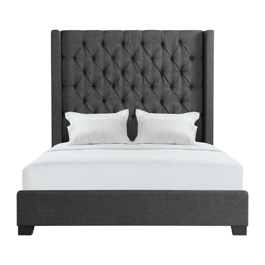 Elements International Morrow UMW090QB Queen Upholstered Bed - Charcoal IMAGE 1