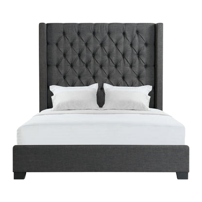  Elements International Morrow UMW090KB King Upholstered Bed - Charcoal IMAGE 1