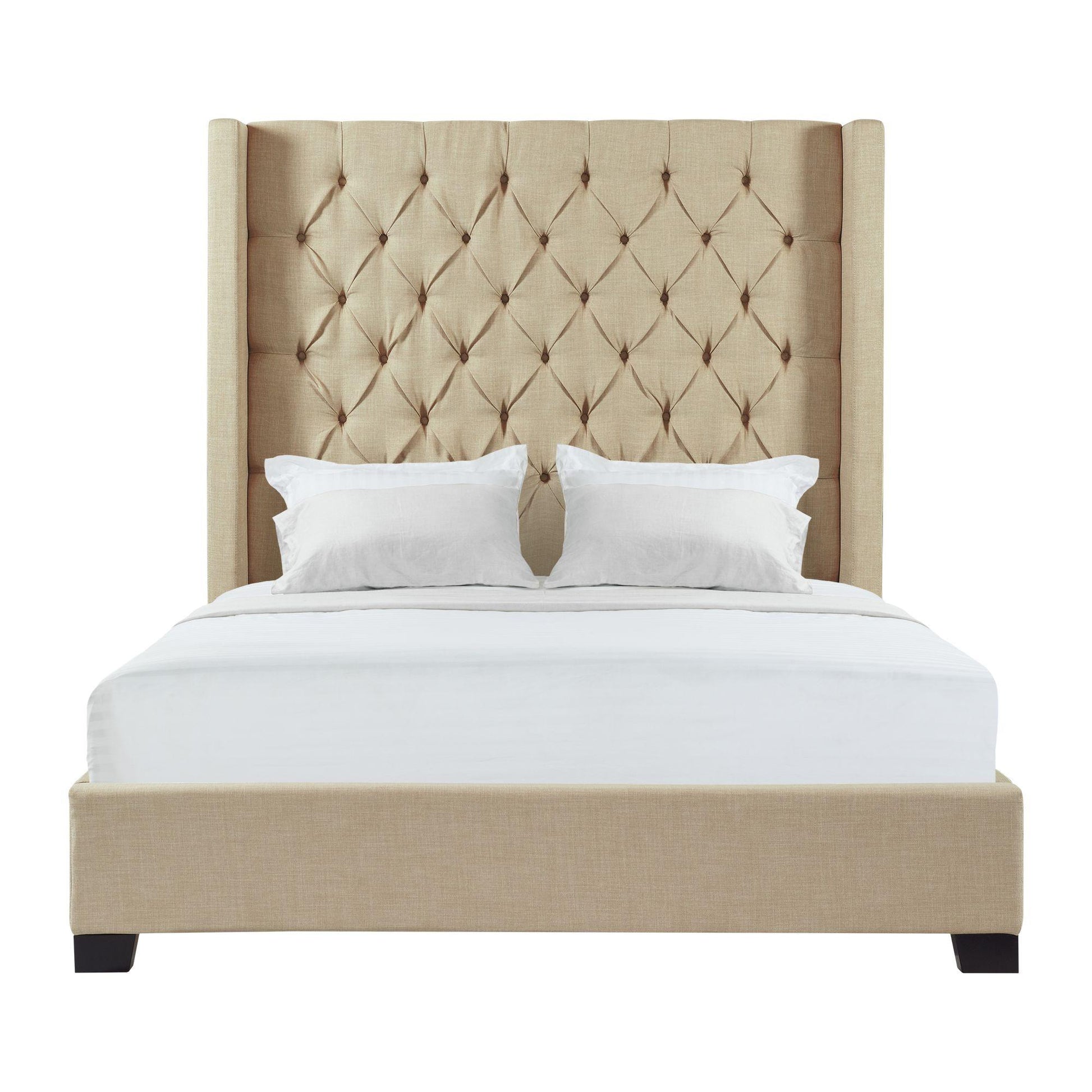 Elements International Morrow UMW082KB King Upholstered Bed - Natural IMAGE 1