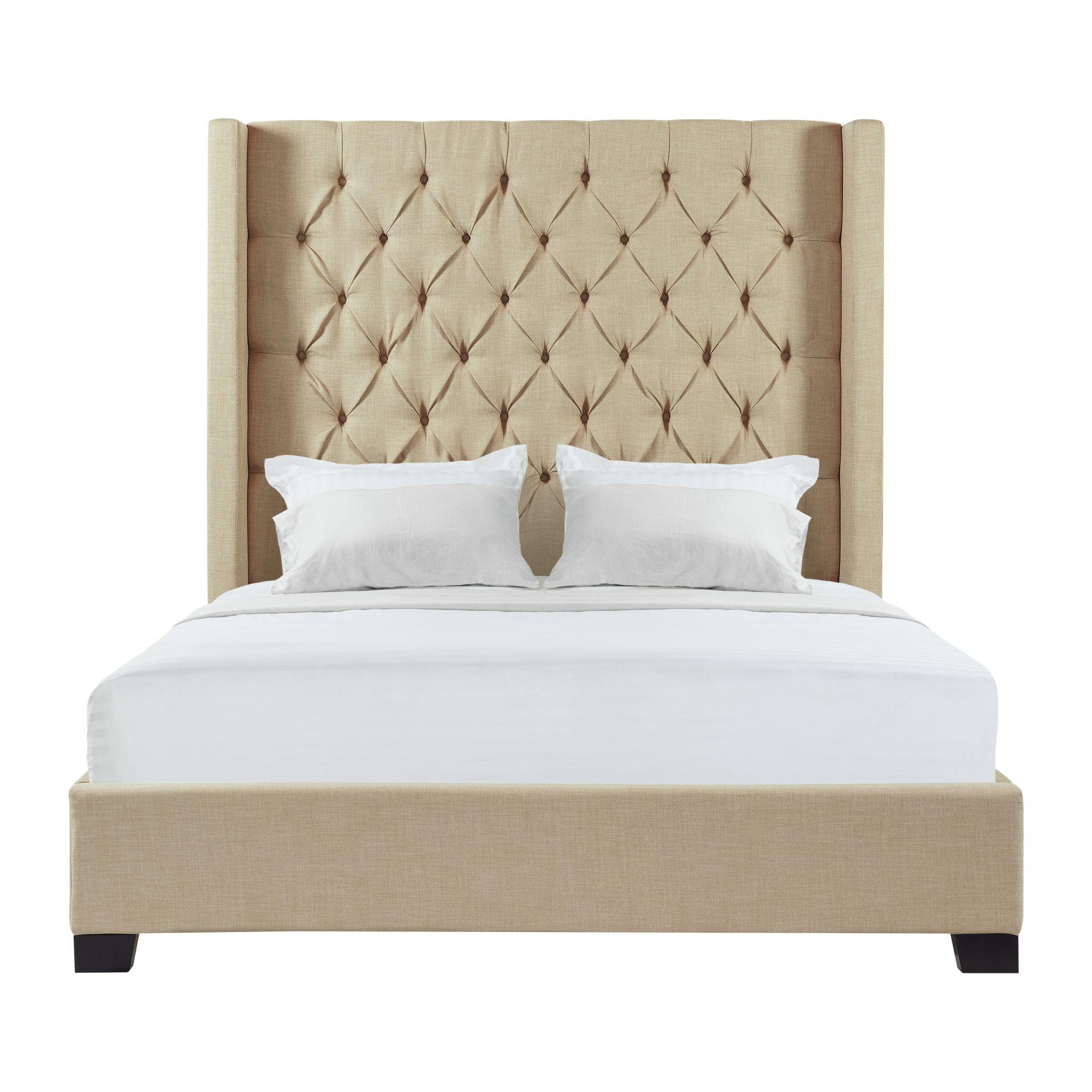 Elements International Morrow UMW082KB King Upholstered Bed - Natural IMAGE 1