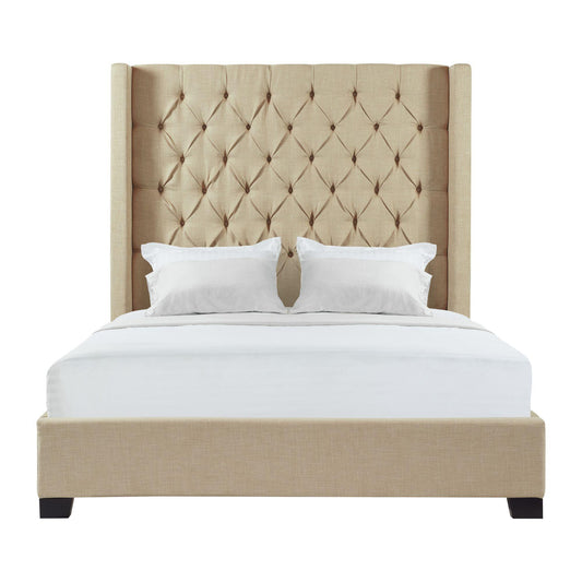 Elements International Morrow UMW082KB King Upholstered Bed - Natural IMAGE 1