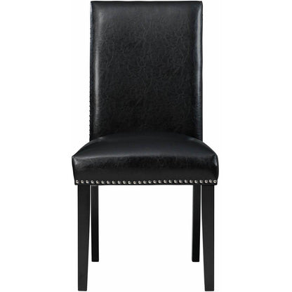  Elements International Meridian Faux Leather Side Chair Set in Black IMAGE 2