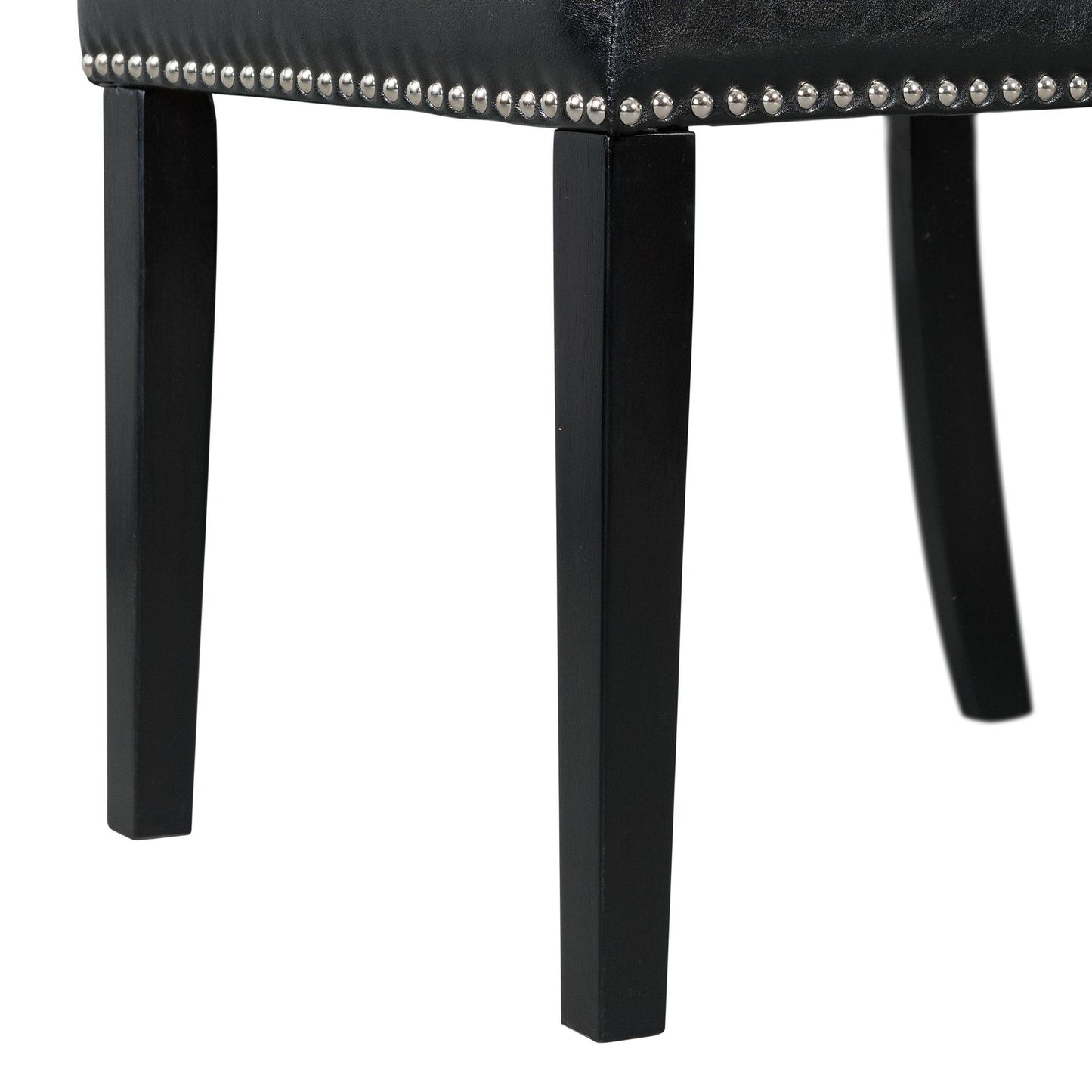  Elements International Meridian Faux Leather Side Chair Set in Black IMAGE 8