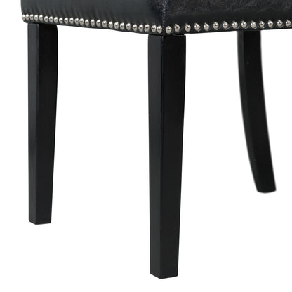  Elements International Meridian Faux Leather Side Chair Set in Black IMAGE 8